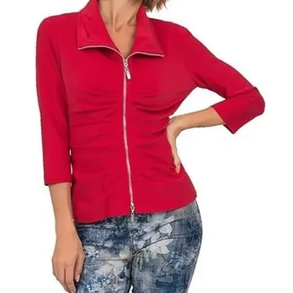 Joseph Ribkoff Style 191196 Ruched zip up jacket
Jacket - Picture 3 of 15